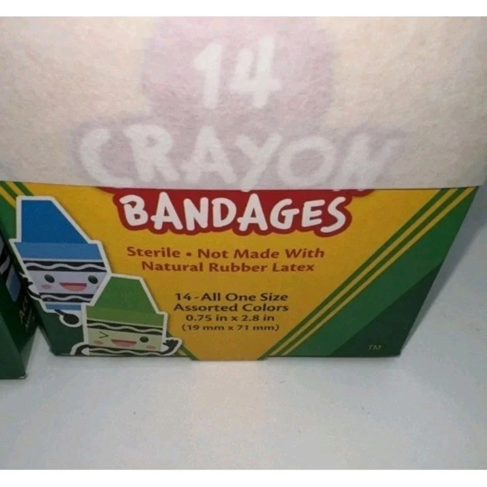 12 BOXES~Crayola‎ Adhesive Bandages 0.75in x 2.8in (168 Pack Kids Bandages-USA)